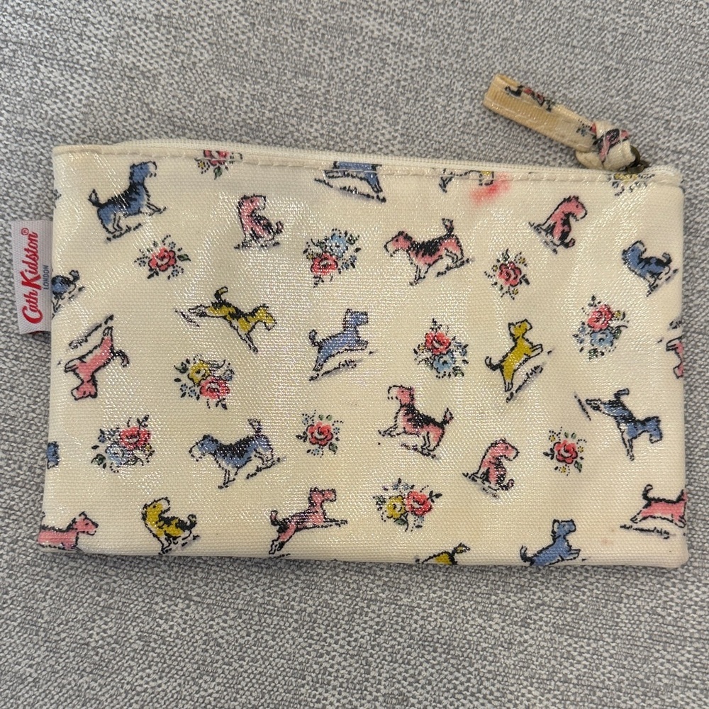 Cath Kidston Cream Pouch with Colorful Dog Print